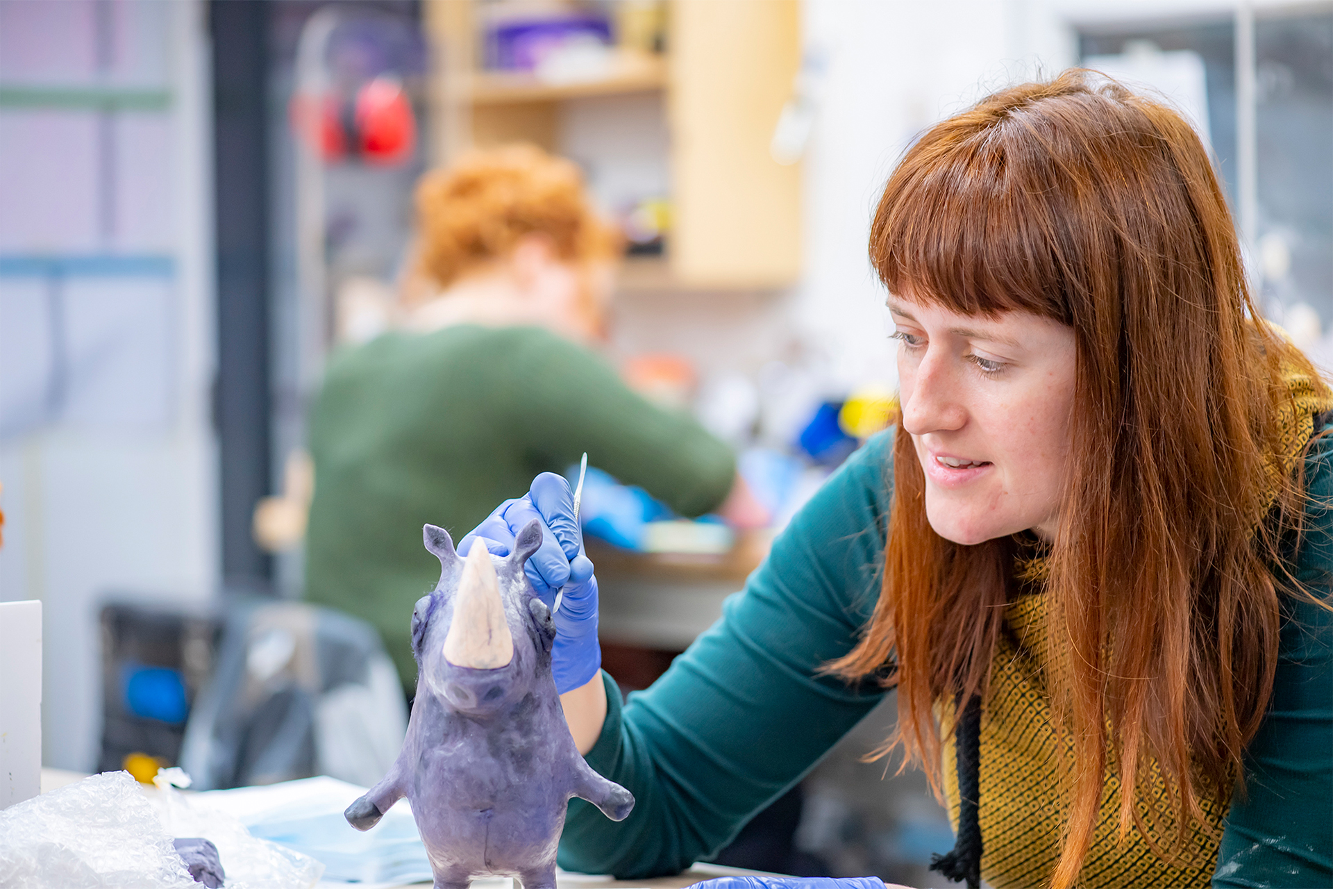 student working on animation model