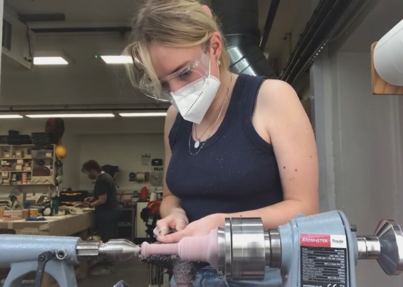 Elspeth Graham working on machinery